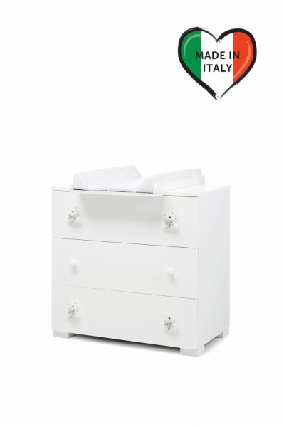 Тумба-комод с пеленальным столом Erbesi Tato белый/песочный