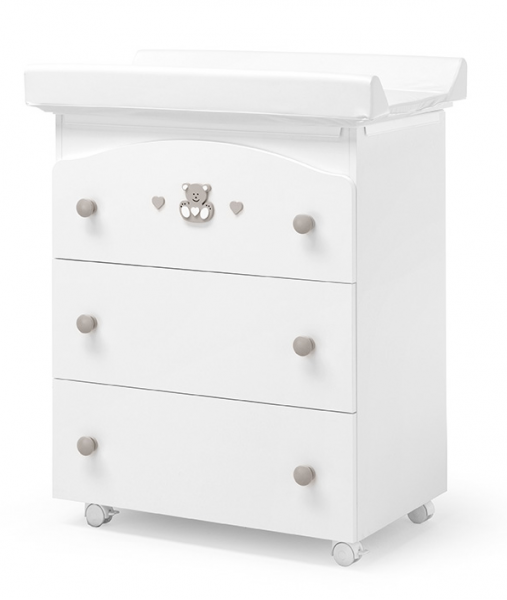 Пеленальный комод Erbesi Charly 3 ящика белый/песочный