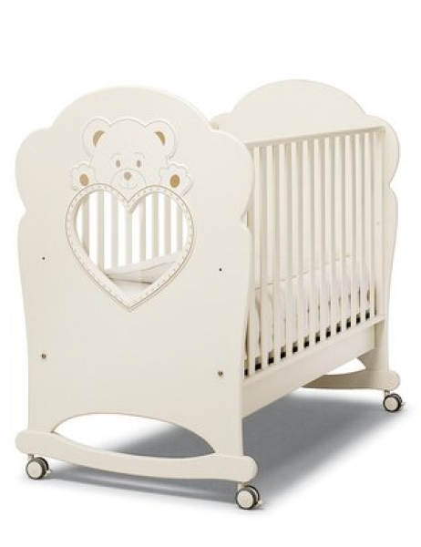 Детская кроватка Erbesi Cucciolo 125х65 см колесо-качалка слоновая кость