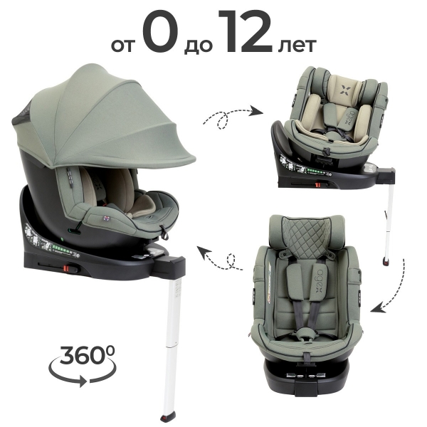 Автокресло Agex Drive i-Fix (0-36 кг), Luxury Green (Зеленый)