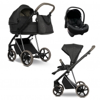 Детская коляска Roan Sol 2.0 Vintage Luxury 3 в 1 с автокреслом Tutis Elo Lux EduSky Black Pixel/Dark (PIX/55/D)