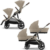 Коляска 2 в 1 для двойни Cybex Gazelle S Almond Beige