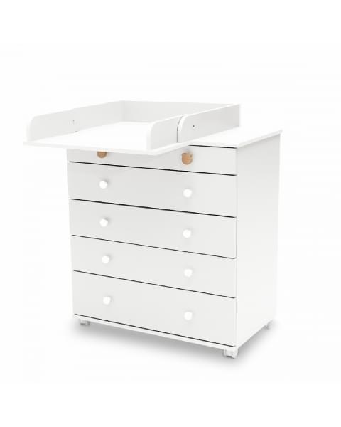 Комплект: детская кровать Woodix Classic Go (маятник продольный) + комод Agex Lino белый