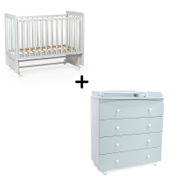 Комплект детская кровать Tutis Cloud 3 (маятник) + комод Tutis Cloud, Серый