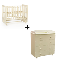 Комплект детская кровать Tutis Cloud 3 (маятник) + комод Tutis Cloud, Ваниль