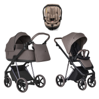Коляска 3 в 1 Roan Sol 2.0 Luxury Silhouette/Nickel/руч.Cappuccino с автолюлькой Tutis Beno