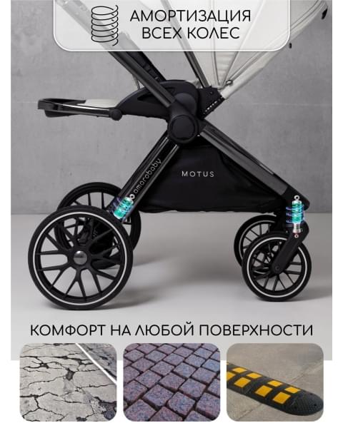 Коляска 3в1 AmaroBaby Motus V2 Белый (2025)