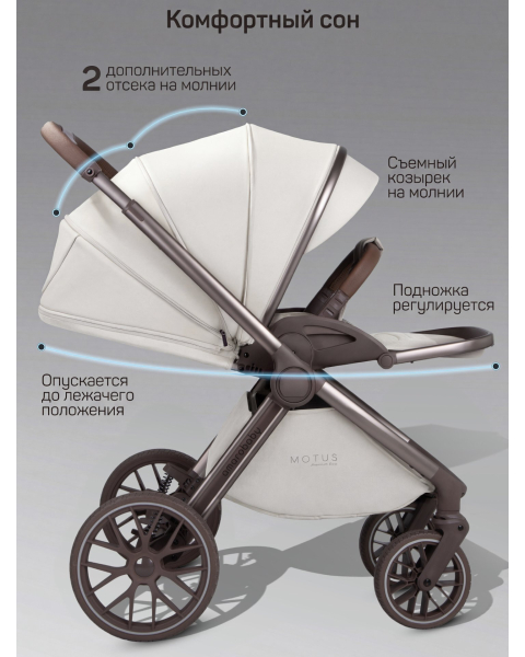 Детская коляска AmaroBaby Motus Premium Ecco Exclusive 2 в 1 молочный