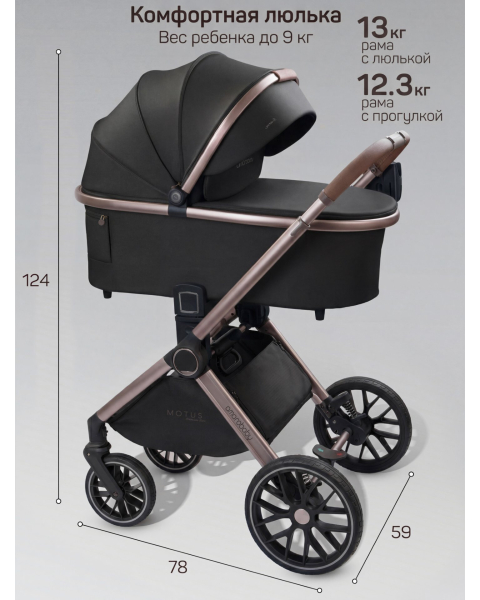 Детская коляска AmaroBaby Motus Premium Ecco Exclusive 2 в 1 черный
