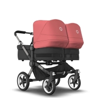 Коляска 2 в 1 Bugaboo Donkey 5 Twin шасси Graphite Midnight Black/Sunrise Red