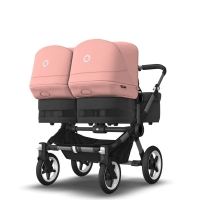 Коляска 2 в 1 Bugaboo Donkey 5 Twin шасси Graphite Midnight black/Morning pink