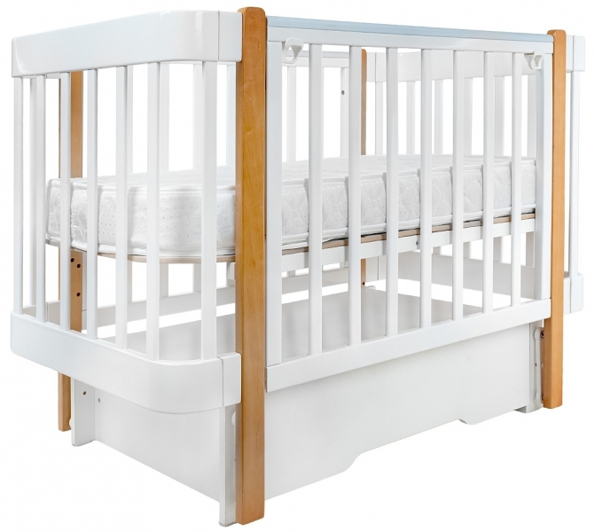 Кровать детская Pituso Olivia (маятник/ящик/автостенка) 120*60 см Белый-Бук