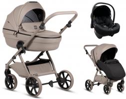 Детская коляска Tutis Uno 6 Plus Leather collection 3 в 1 с автокреслом Elo Lux EduSky Black 1402185 Nocciola