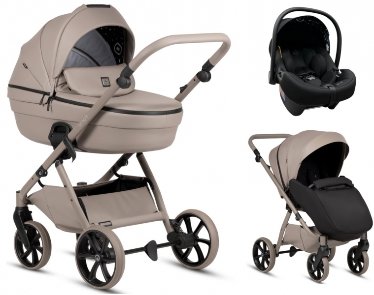 Детская коляска Tutis Uno 6 Plus Leather collection 3 в 1 с автокреслом Elo Lux EduSky Black 1402185 Nocciola