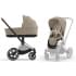 Коляска 2 в 1 Cybex Priam IV Platinum Collection шасси Chrome Brown, Cozy Beige (бежевый)