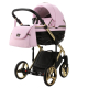 Детская коляска Adamex Chantal Special Edition Deluxe 2 в 1 C132-B (РОЗОВ.ЗЕФИР.КОЖА+ЧЕРН.РИФЛЕН.ДНО+ЗОЛОТ РАМА)