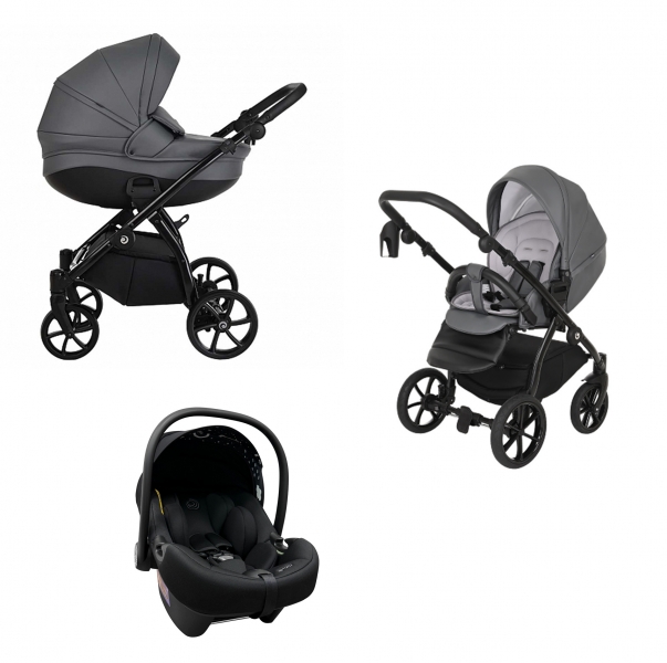 TUTIS Коляска 3 в1 NANNI люлька-пер+ короб+прогулка Кожа Grey