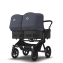 Коляска 2 в 1 Bugaboo Donkey 5 Twin Midnight Black/Stormy Blue шасси Black