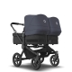 Коляска 2 в 1 Bugaboo Donkey 5 Twin Midnight Black/Stormy Blue шасси Black