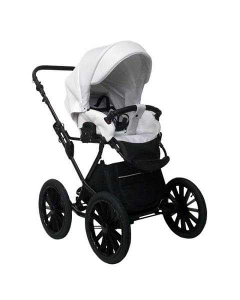 Коляска Indigo porto 2 в 1 po 07 (белая кожа+белый узор)