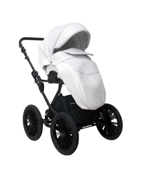 Коляска Indigo porto 2 в 1 po 07 (белая кожа+белый узор)