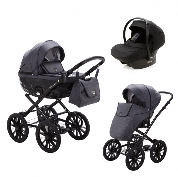 Детская коляска Adamex Chantal Retro 3 в 1 C201 (графит)