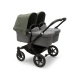 Коляска 2 в 1 Bugaboo Donkey 5 Twin Grey Melange/Forest Green шасси Black