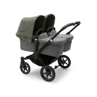 Коляска 2 в 1 Bugaboo Donkey 5 Twin Grey Melange/Forest Green шасси Black