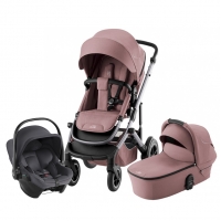 Коляска 3 в 1 Britax Roemer Smile 5Z, Dusty Rose (Розовый) + Автокресло Baby-Safe Core, Midnight Grey (темно-серый)