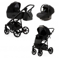 Детская коляска Adamex Nola Natura 3 в 1 N-11-CARBON (ЧЕРН + ЧЕРН. КОЖА)