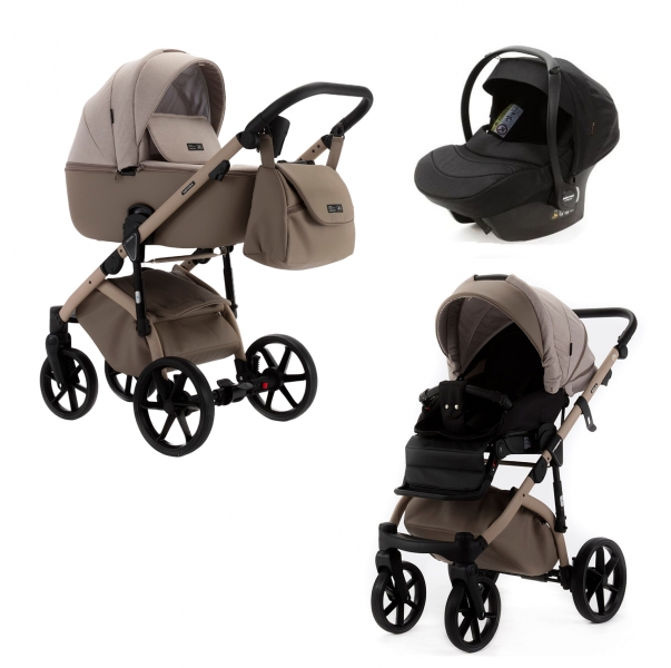 Детская коляска Adamex Nola Natura 3 в 1 N-4-CAPPUCCINO (СВ.БЕЖ + Т.БЕЖ.КОЖА)