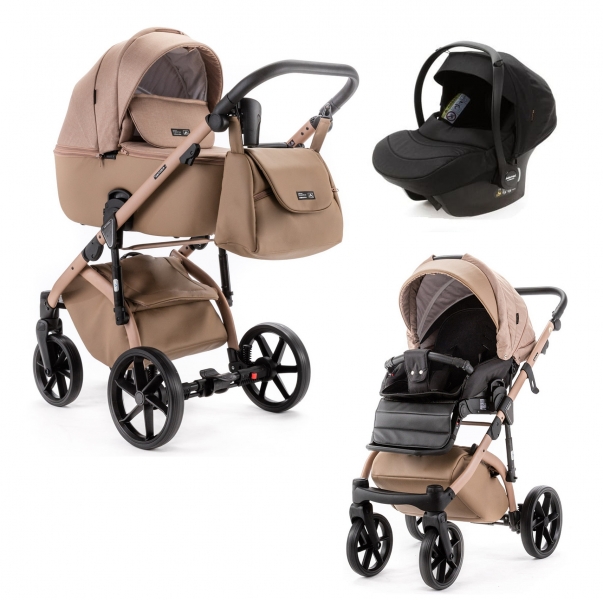 Детская коляска Adamex Nola Natura 3 в 1 N-5-CAMEL (Т.БЕЖ + Т.БЕЖ.КОЖА)