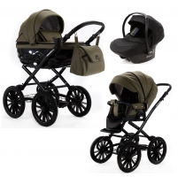 Детская коляска Adamex Chantal Retro Deluxe 3 в 1 C-SA21 (ХАКИ КОЖА)