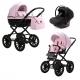 Детская коляска Adamex Chantal Retro Deluxe 3 в 1 C132B (РОЗОВ.ЗЕФИР 100% КОЖА-ЗОЛОТО.МОЛНИИ)