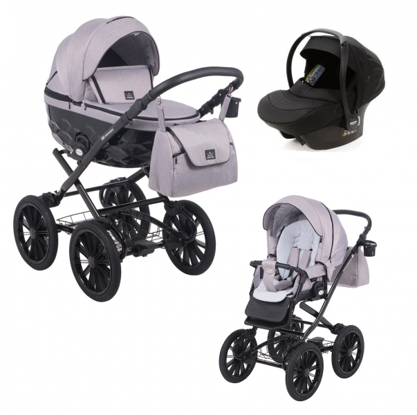 Детская коляска Adamex Chantal Retro 3 в 1 C202 (св.серый )