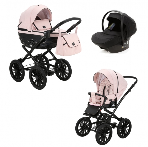 Детская коляска Adamex Chantal Retro 3 в 1 C215 (пудровый)