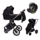 Детская коляска Peppy Monaco 3 в 1 с автокреслом First Brilliant black (черный), рама черный глянец