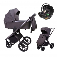 Детская коляска Peppy Monaco 3 в 1 с автокреслом First Antrazit серый