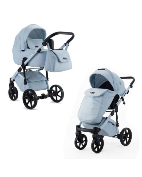 Детская коляска Adamex Nola Natura 2 в 1 N-1-SKY (ГОЛУБОЙ + ГОЛУБАЯ КОЖА)