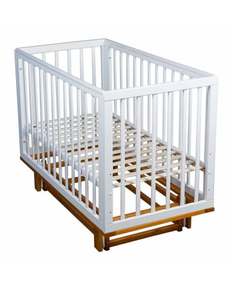 Кровать детская Мой Малыш Marit (3 уровня ложа, продольный маятник, накладка ПВХ) белый-бук