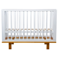 Кровать детская Мой Малыш Marit (3 уровня ложа, продольный маятник, накладка ПВХ) белый-бук