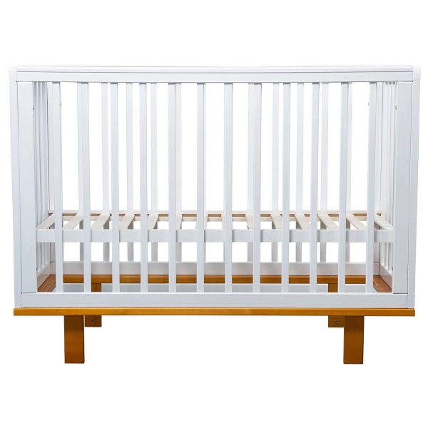 Кровать детская Мой Малыш Marit (3 уровня ложа, продольный маятник, накладка ПВХ) белый-бук