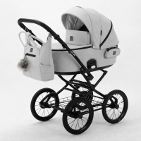 Детская коляска Adamex Porto Retro Deluxe 2 в 1 PO-SA03 (СВ. СЕРАЯ КОЖА)