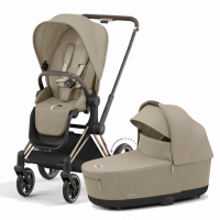 Коляска с электроприводом 2 в 1 Cybex E-Priam IV шасси Rosegold, Cozy Beige (Бежевый)