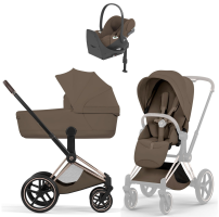 Коляска 4 в 1 Cybex Priam V Rosegold Style Coconut Brown + Cloud T Coconut Brown Plus Base T