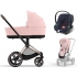 Коляска 3 в 1 Cybex Priam IV Rosegold и автокресло Aton B2 i-Size Peach Pink/Bay Blue