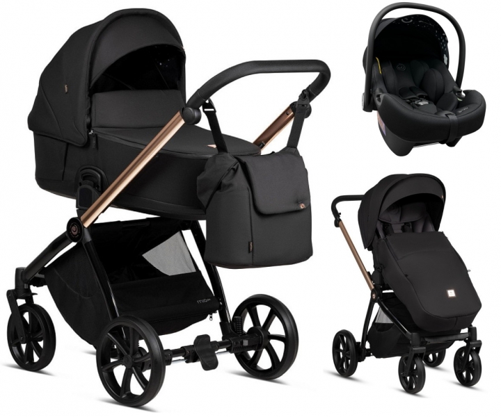 Коляска 3 в 1 Tutis Mio 3+ Essential Black, Rose Gold (292)
