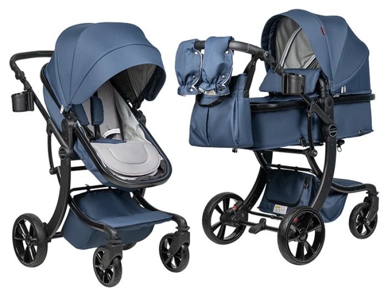 Коляска 2 в 1 трансформер Aimile Original New Black Темно-синий / Navy Blue NDB-2