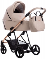 Детская коляска Bebetto Yoddi Premium Class 2 в 1 01 бежевая кожа рама бронза