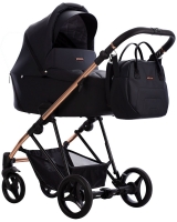 Детская коляска Bebetto Yoddi Premium Class 2 в 1 02 черная кожа рама бронза